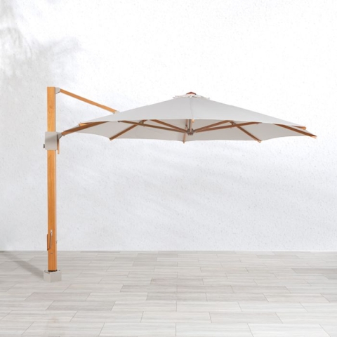 Eucalyptus 12 ft. octagon cantilevered umbrella w/ concrete-mount base