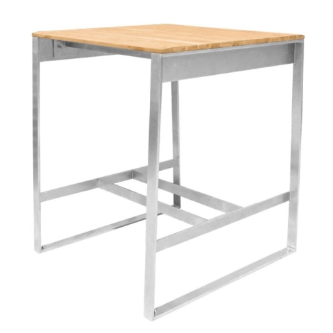 Bond square teak + stainless steel bar table