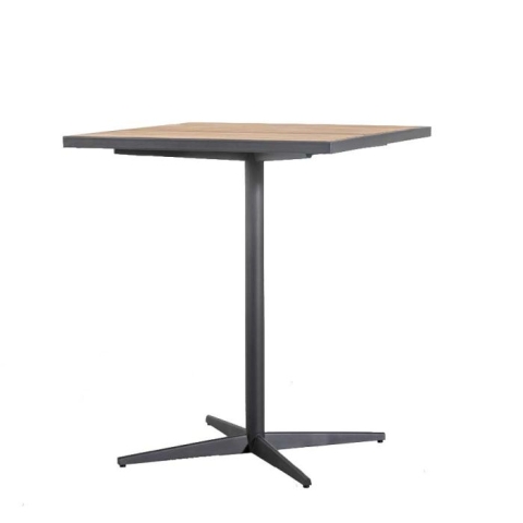 Square teak + steel bar table