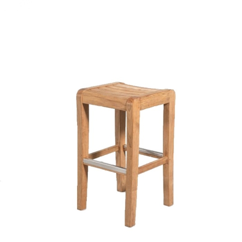 Teak backless bar stool